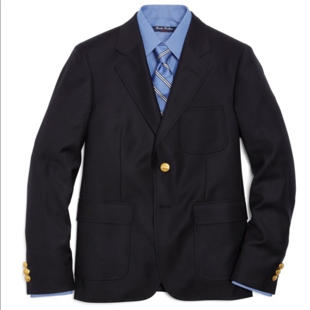 Junior Boys Three-Button Navy Blazer